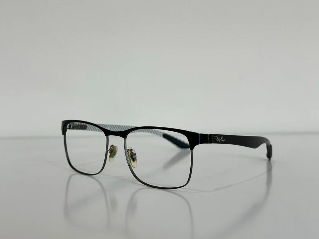 Ray Ban RB8416 Optics Eyeglasses Black Carbon Fiber Gold Retro 55-17 145 39.5