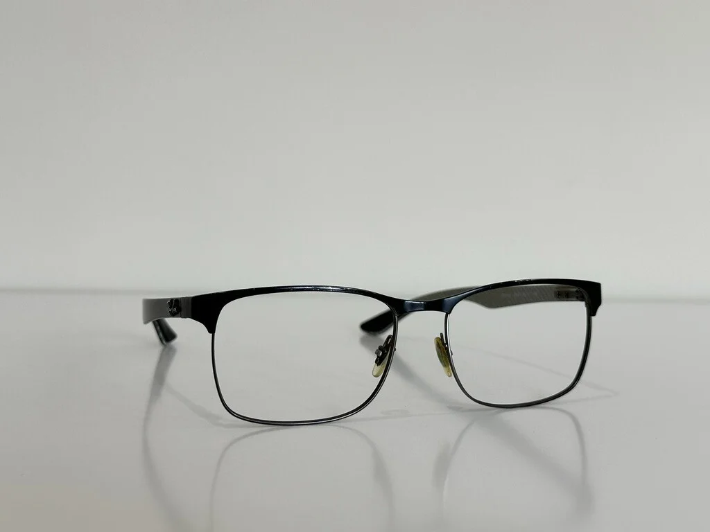 Ray Ban RB8416 Optics Eyeglasses Black Carbon Fiber Gold Retro 55-17 145 39.5 3
