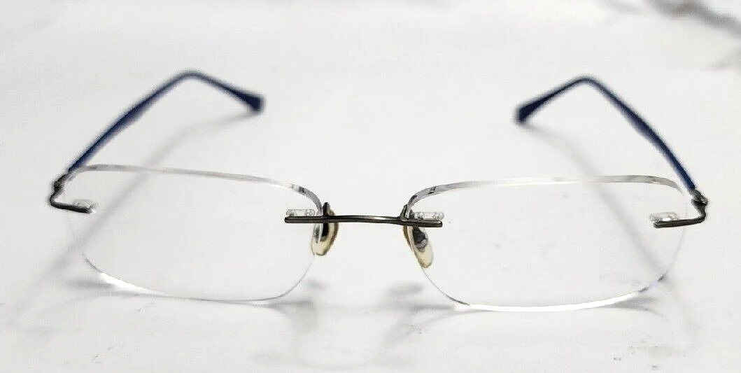 Ray Ban RB8704 1000 LightRay Gunmetal Blue Rimless Eyeglasses 54-17 140 2