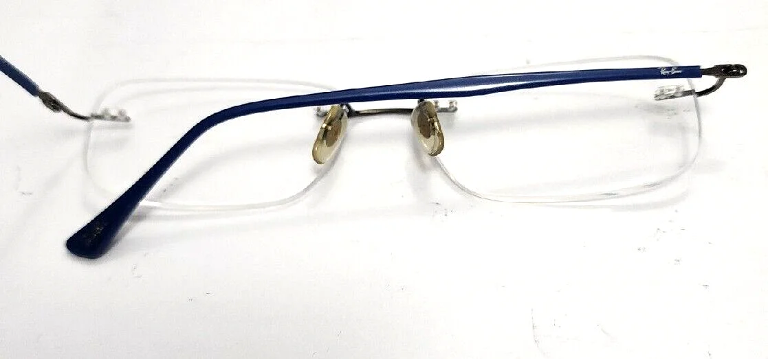 Ray Ban RB8704 1000 LightRay Gunmetal Blue Rimless Eyeglasses 54-17 140 3