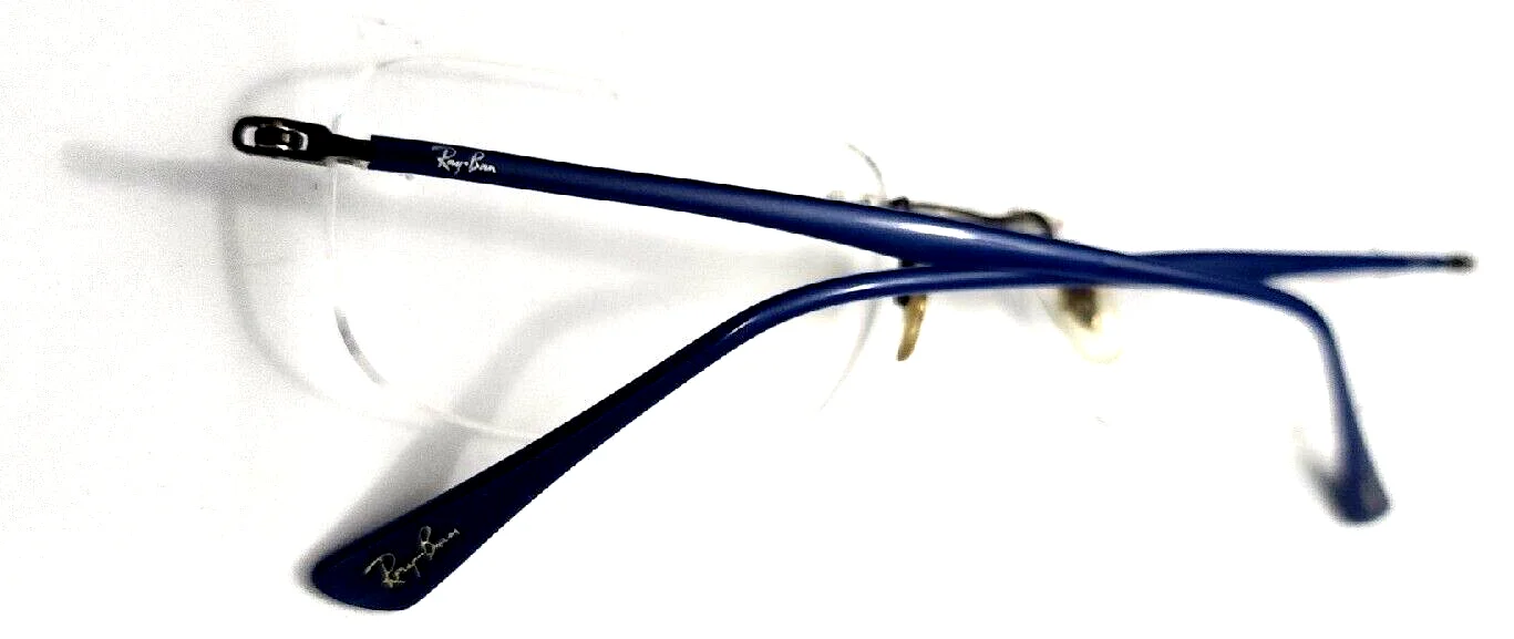 Ray Ban RB8704 1000 LightRay Gunmetal Blue Rimless Eyeglasses 54-17 140 4
