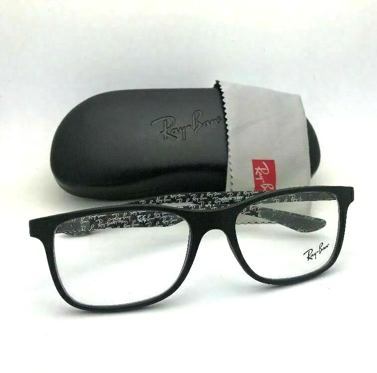 Ray Ban RB8903 5263 Black Square Carbon Fiber Eyeglasses 55-18 145 Crack Tip 2