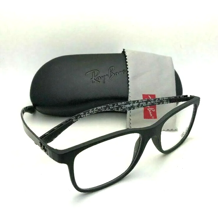 Ray Ban RB8903 5263 Black Square Carbon Fiber Eyeglasses 55-18 145 Crack Tip 3