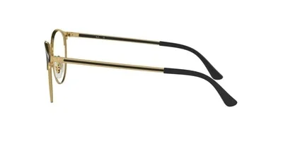 Ray-Ban RX6375 Metal Round Eyeglass Frames, Black On Gold/Demo Lenses 3