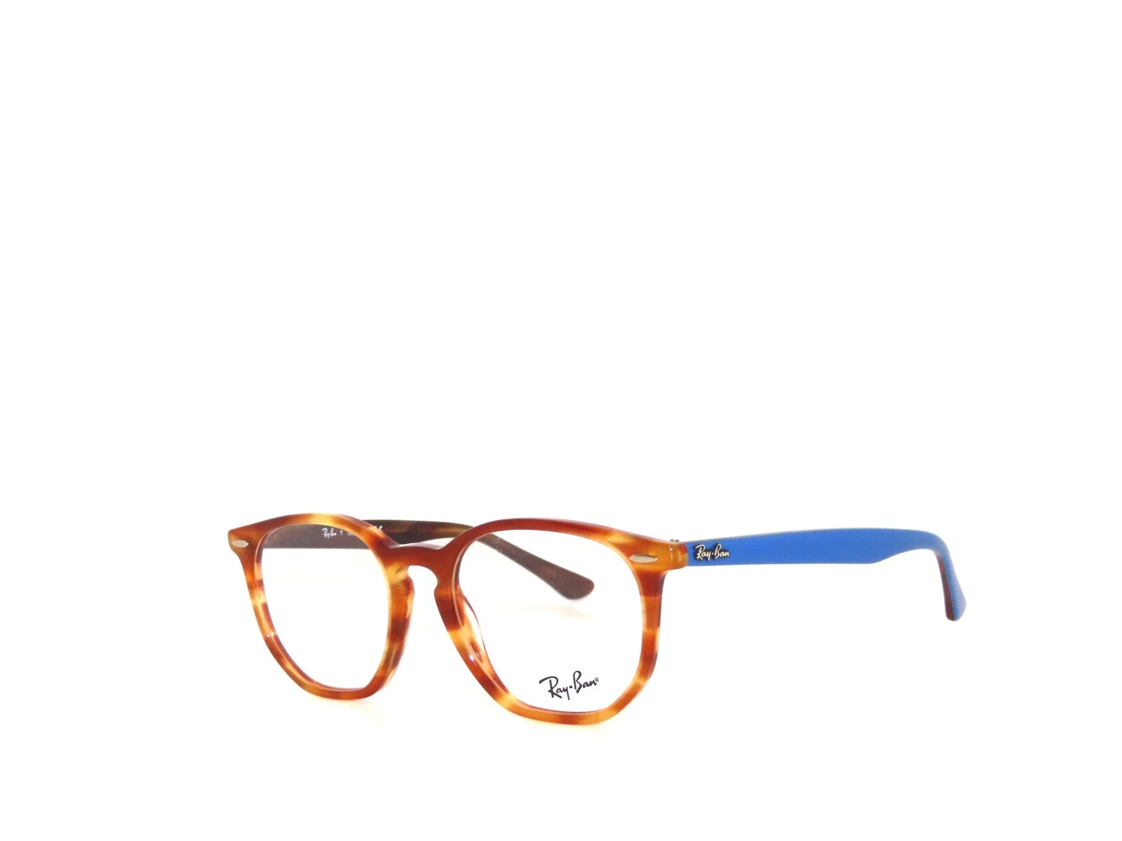 Ray Ban RX7151 5799 50 Hexagonal Brown Striped Blue Eyeglasses Rayban 7151