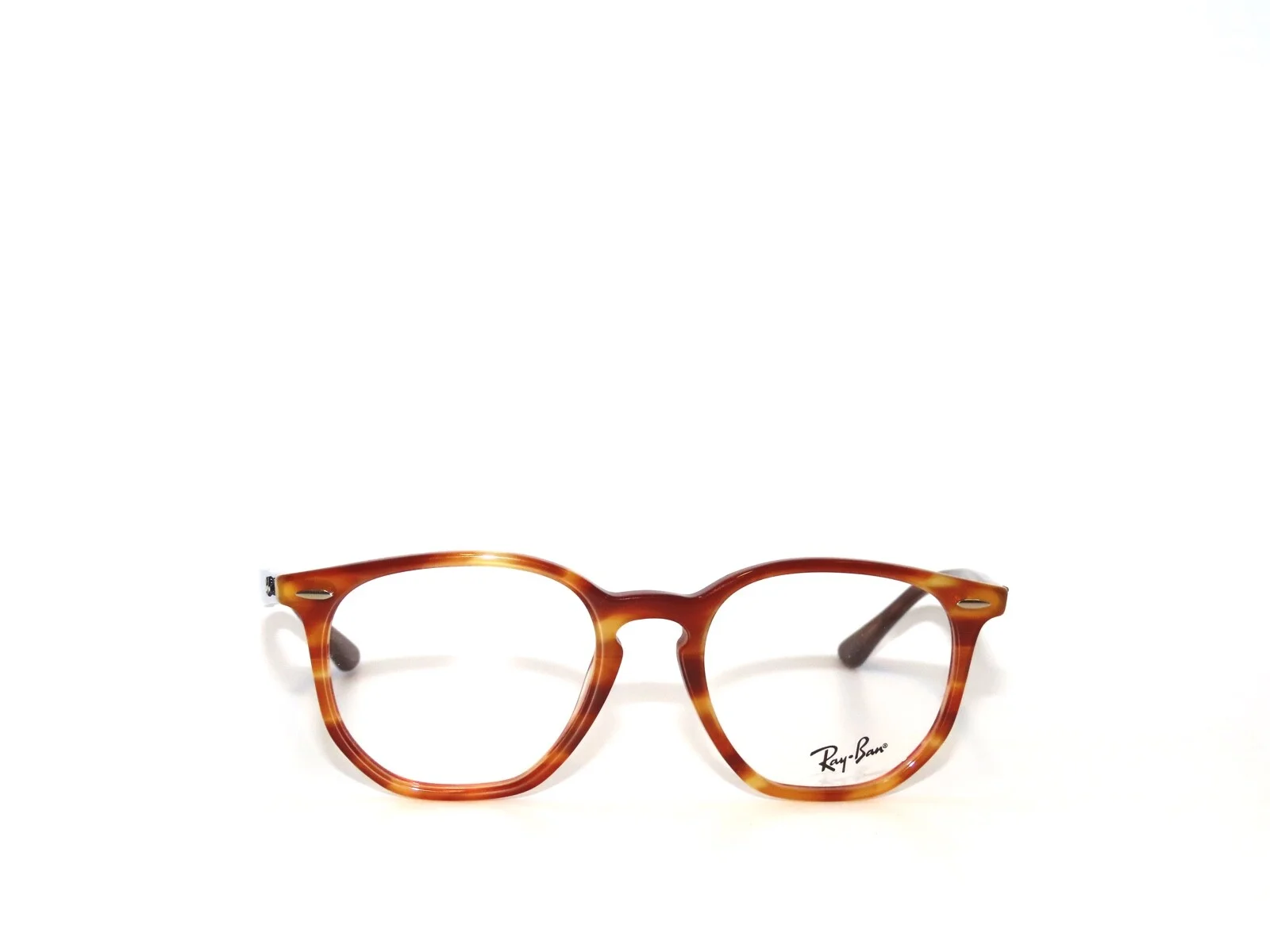 Ray Ban RX7151 5799 50 Hexagonal Brown Striped Blue Eyeglasses Rayban 7151 2