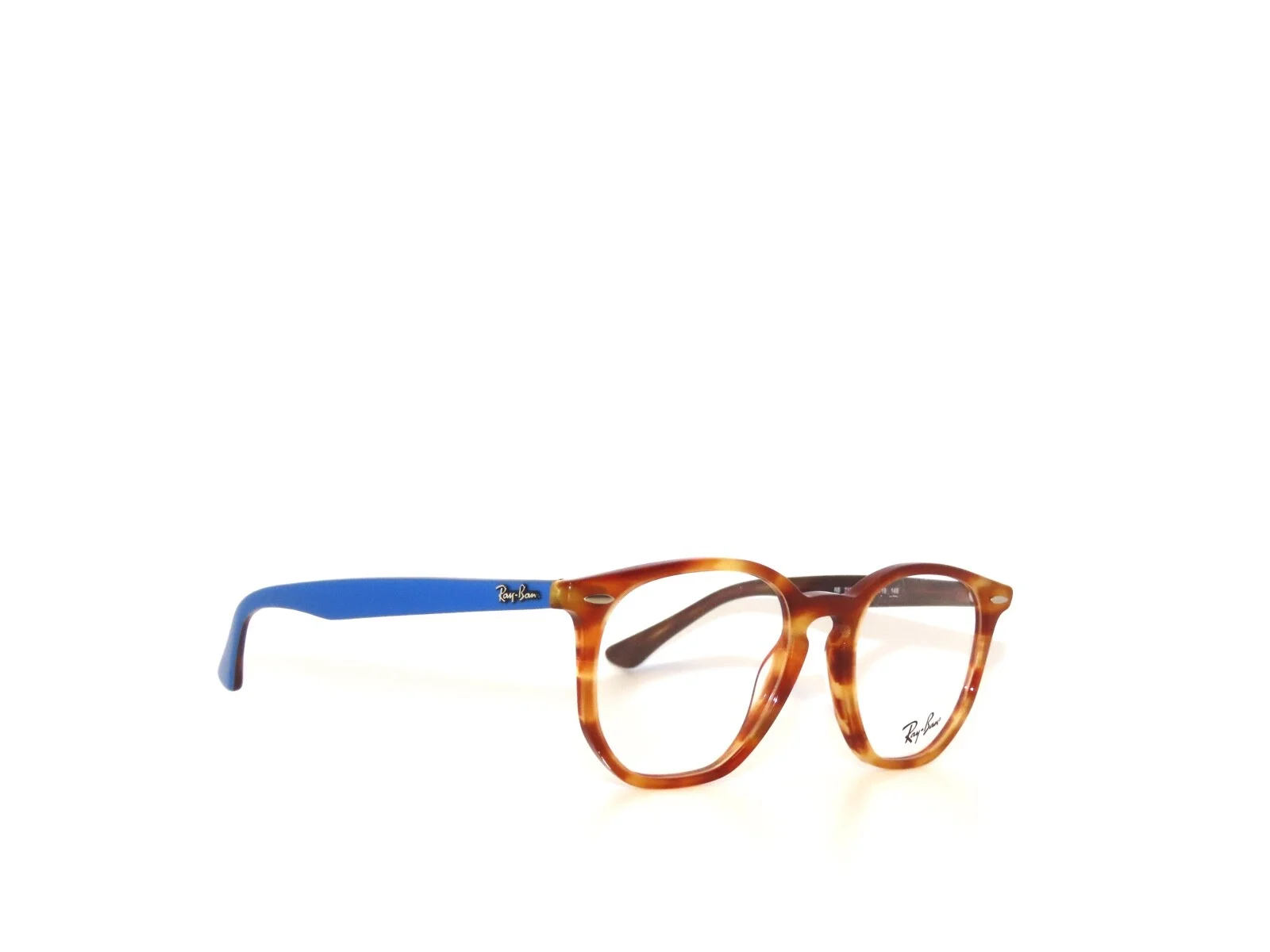 Ray Ban RX7151 5799 50 Hexagonal Brown Striped Blue Eyeglasses Rayban 7151 3