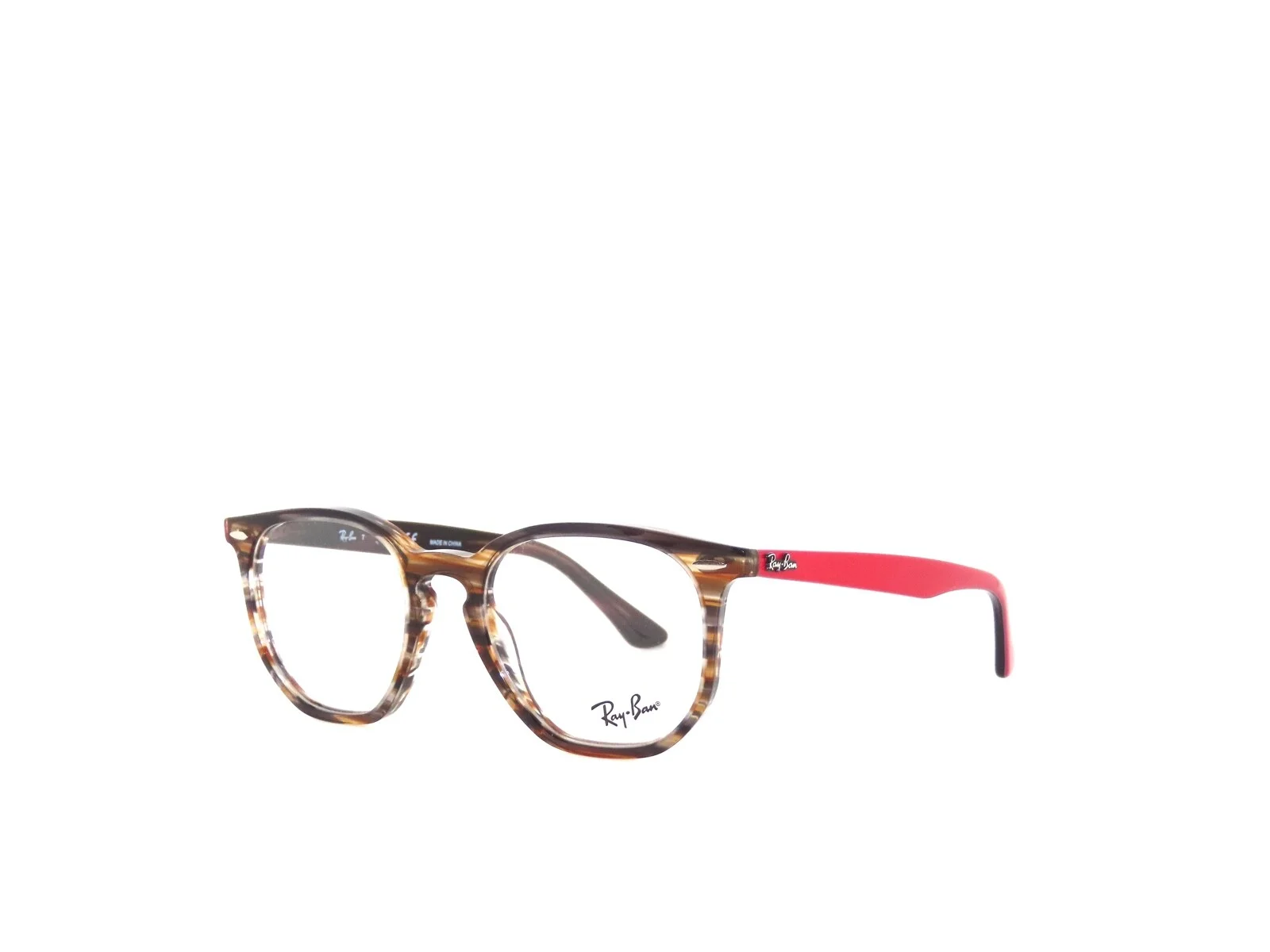 Ray Ban RX7151 5802 50 Hexagonal Brown Striped Gray Eyeglasses Rayban 7151
