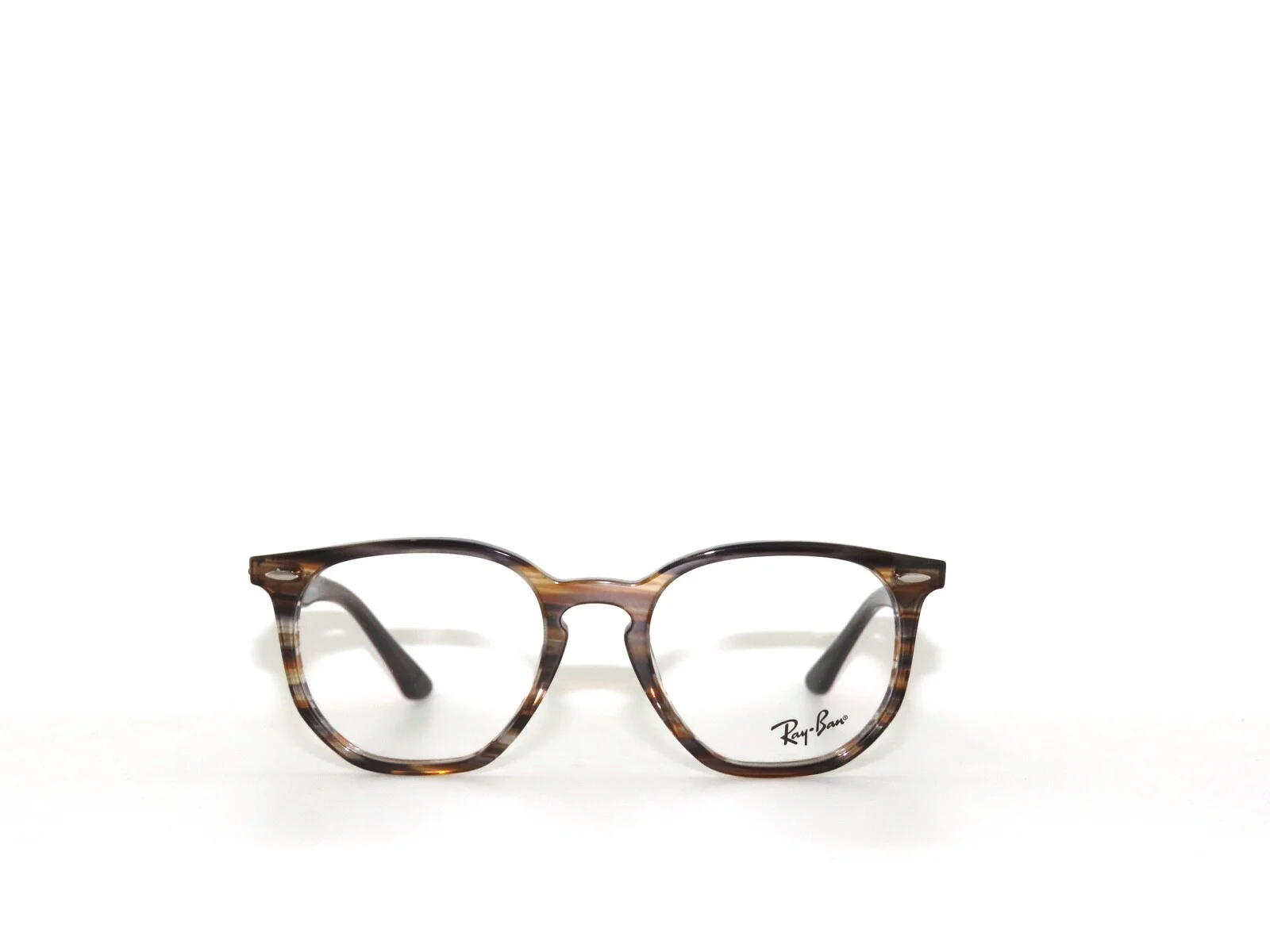 Ray Ban RX7151 5802 50 Hexagonal Brown Striped Gray Eyeglasses Rayban 7151 3