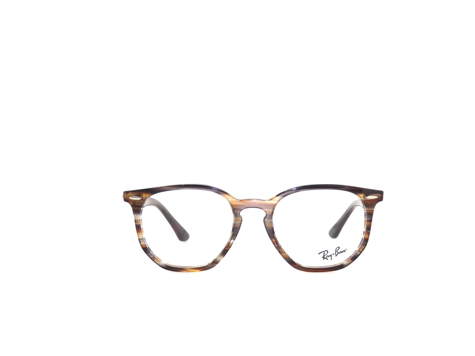 Ray Ban RX7151 5802 50 Hexagonal Brown Striped Gray Eyeglasses Rayban 7151 4