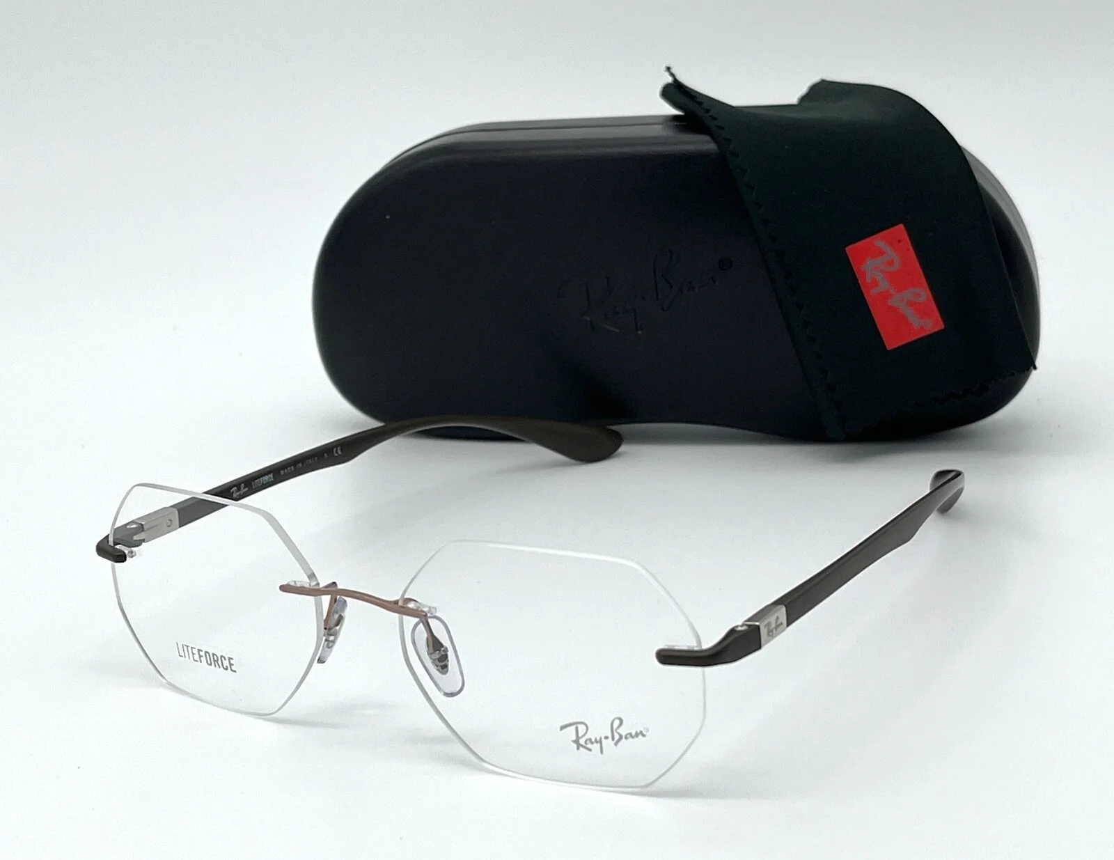 Ray Ban RX8765 1131 Light Brown / Demo Lens 53mm Rimless Eyeglasses RB8765