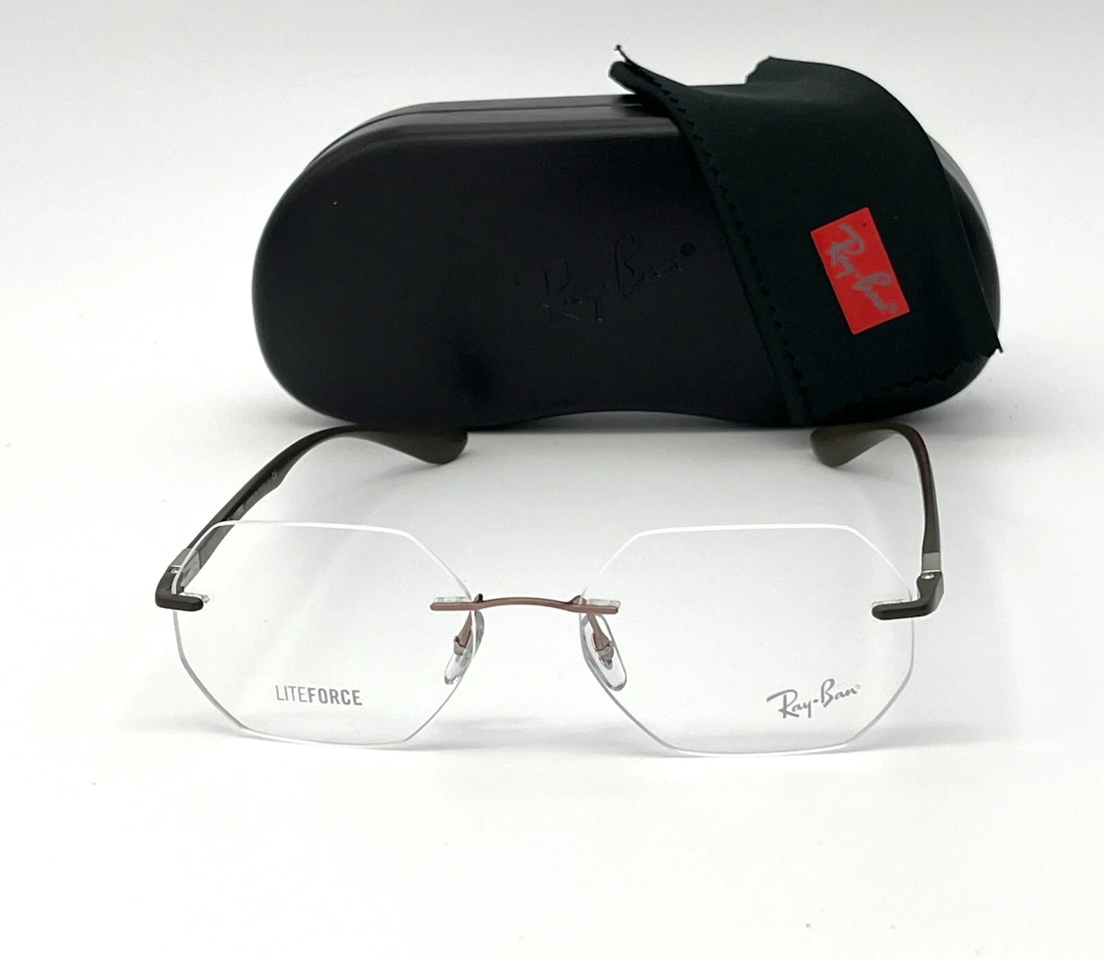Ray Ban RX8765 1131 Light Brown / Demo Lens 53mm Rimless Eyeglasses RB8765 2