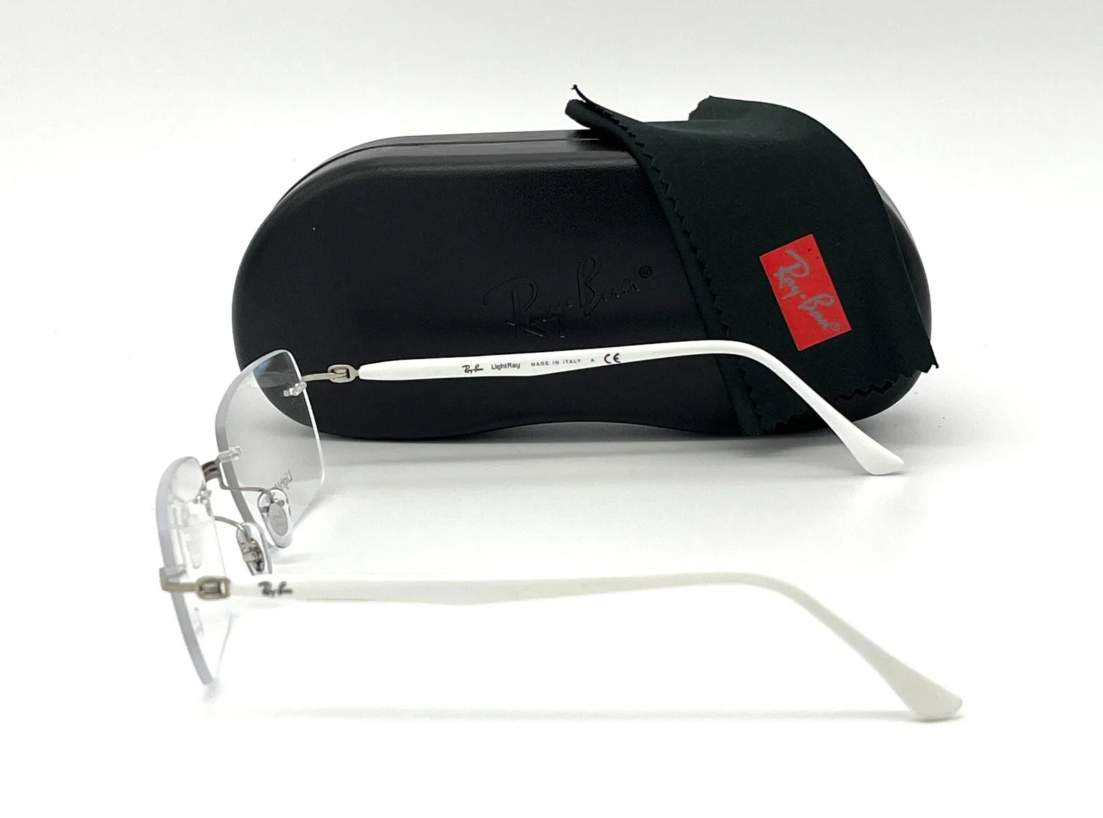 Ray Ban RX8767 1228 White on Silver / Demo Lens 51mm Rimless Eyeglasses RB8767 3