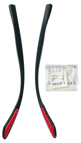 Ray Ban RX8906 Eyeglasses Carbon Fibre Black Red Replacement Temple Arms OEM New