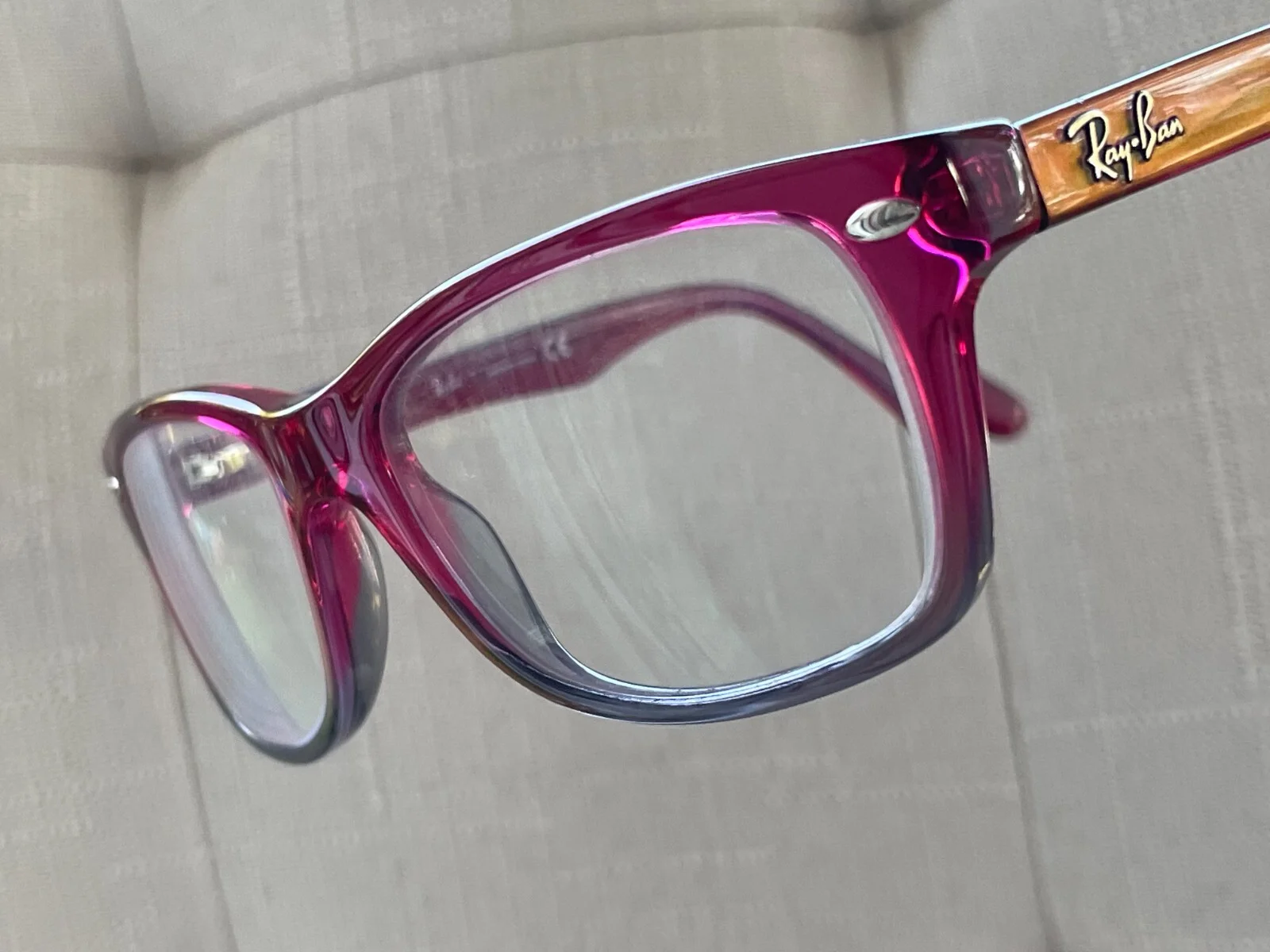 Ray-ban Women Eyeglasses Frame Double Tone Reddish Purple for small Face RB1531 2