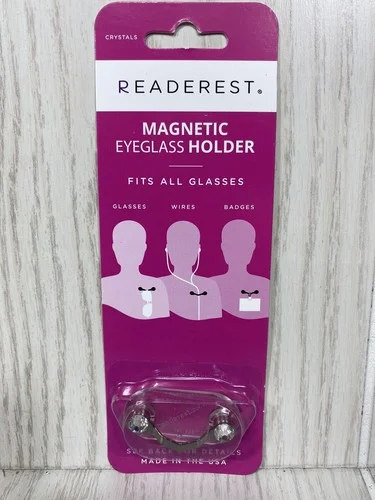 ReadeREST Stainless Steel Crystal Magnetic Holder For Eyeglasses, Wires & Badge