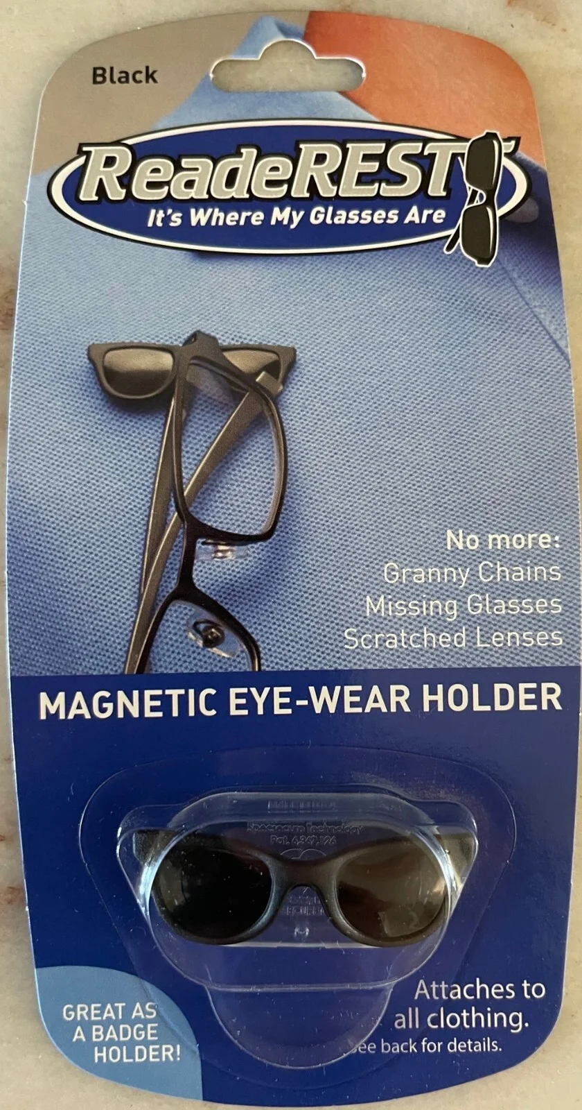 ReaderRest Magnetic Eyeglass Holder Black Shades RSBK NIB (Shark Tank) 2