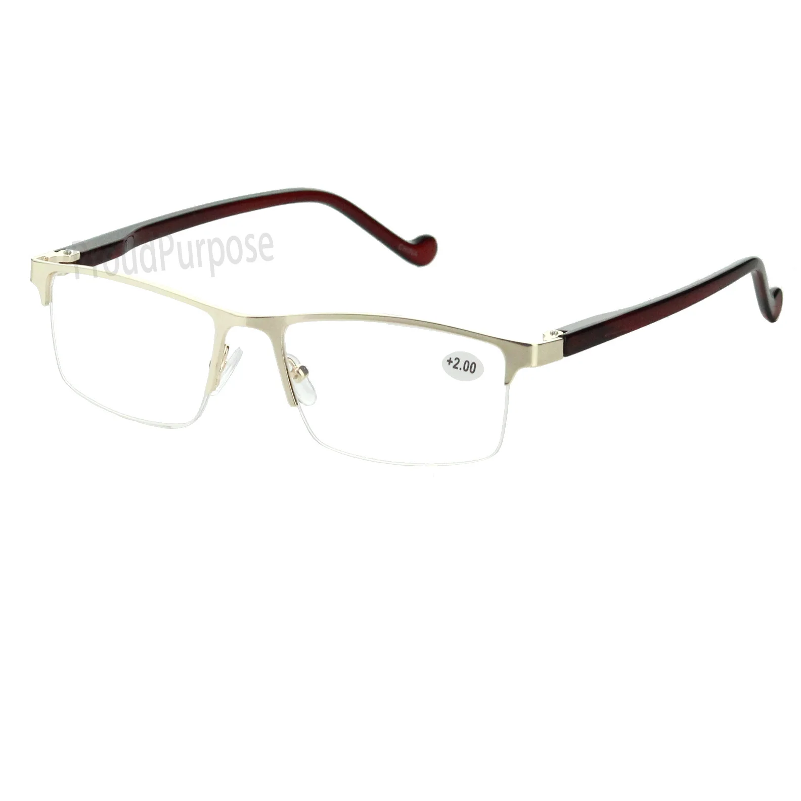 Reading Eyeglasses Mens Womens Half Rim Nerd Rectangle Reader Power Strength 175