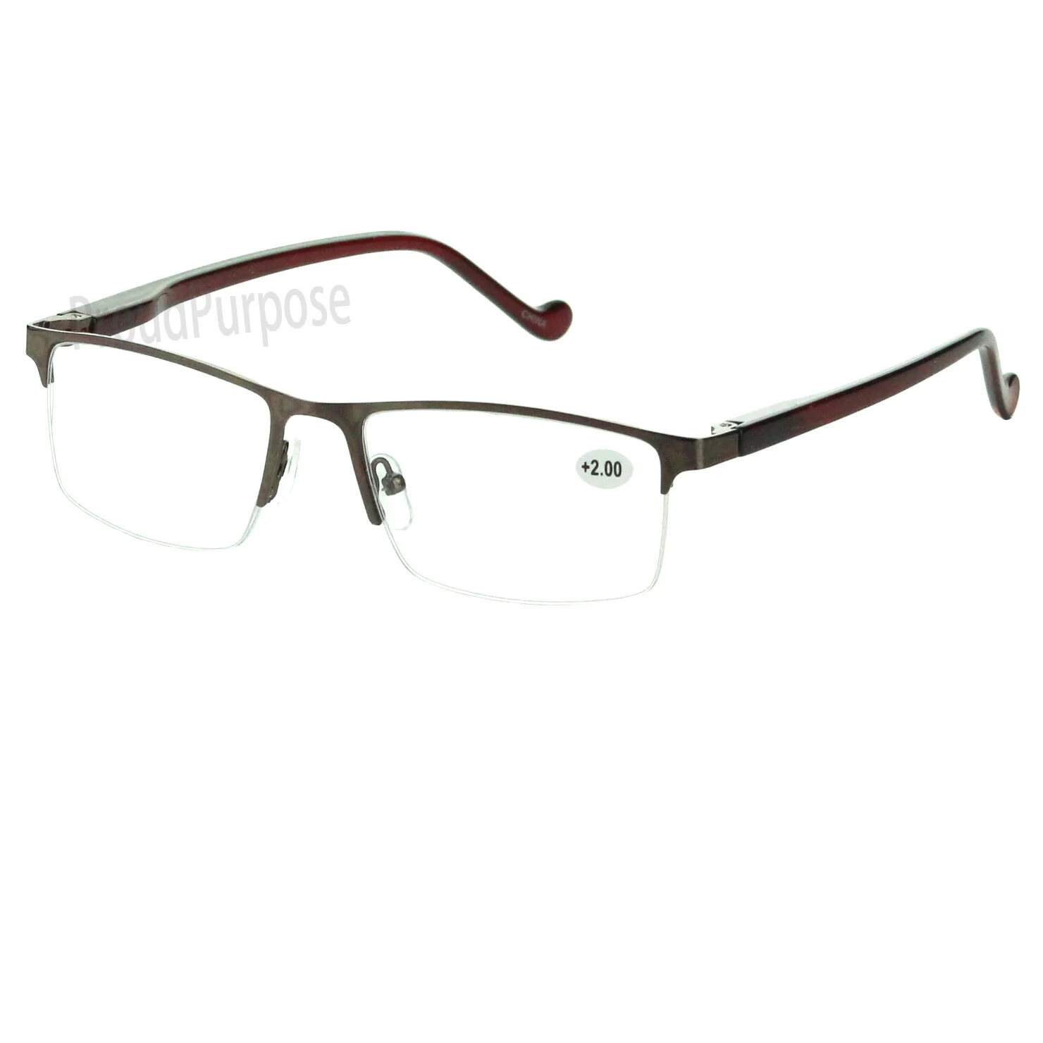 Reading Eyeglasses Mens Womens Half Rim Nerd Rectangle Reader Power Strength 175 2