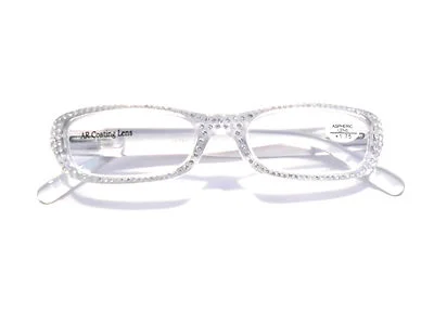 READING EYEGLASSES Women Designer SOPHISTICATE Clear Gray w Rhinestones +3.00 2