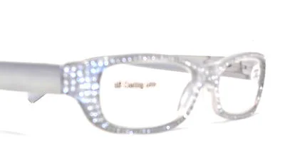 READING EYEGLASSES Women SOPHISTICATE Clear Gray w Rhinestones +2.25 2