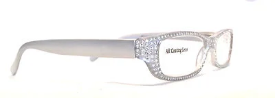 READING EYEGLASSES Women SOPHISTICATE Clear Gray w Rhinestones +2.25 3