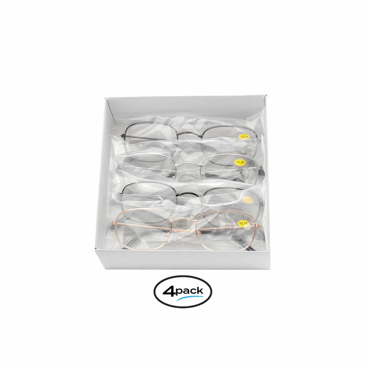 READING GLASSES 4 Pair Metal Frame UNISEX CLASSIC STYLE LENS READERS ALL POWERS 2