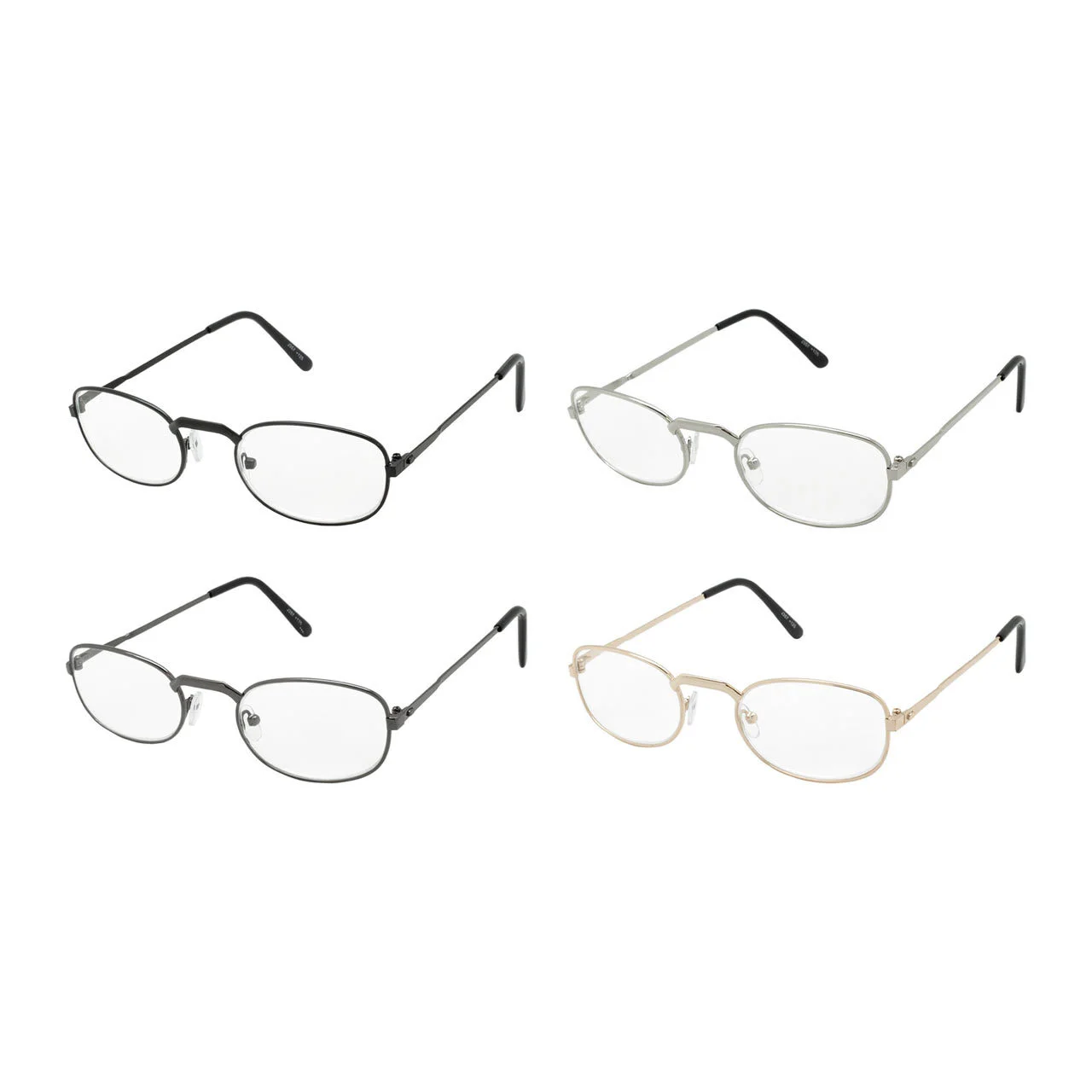 READING GLASSES 4 Pair Metal Frame UNISEX CLASSIC STYLE LENS READERS ALL POWERS 3