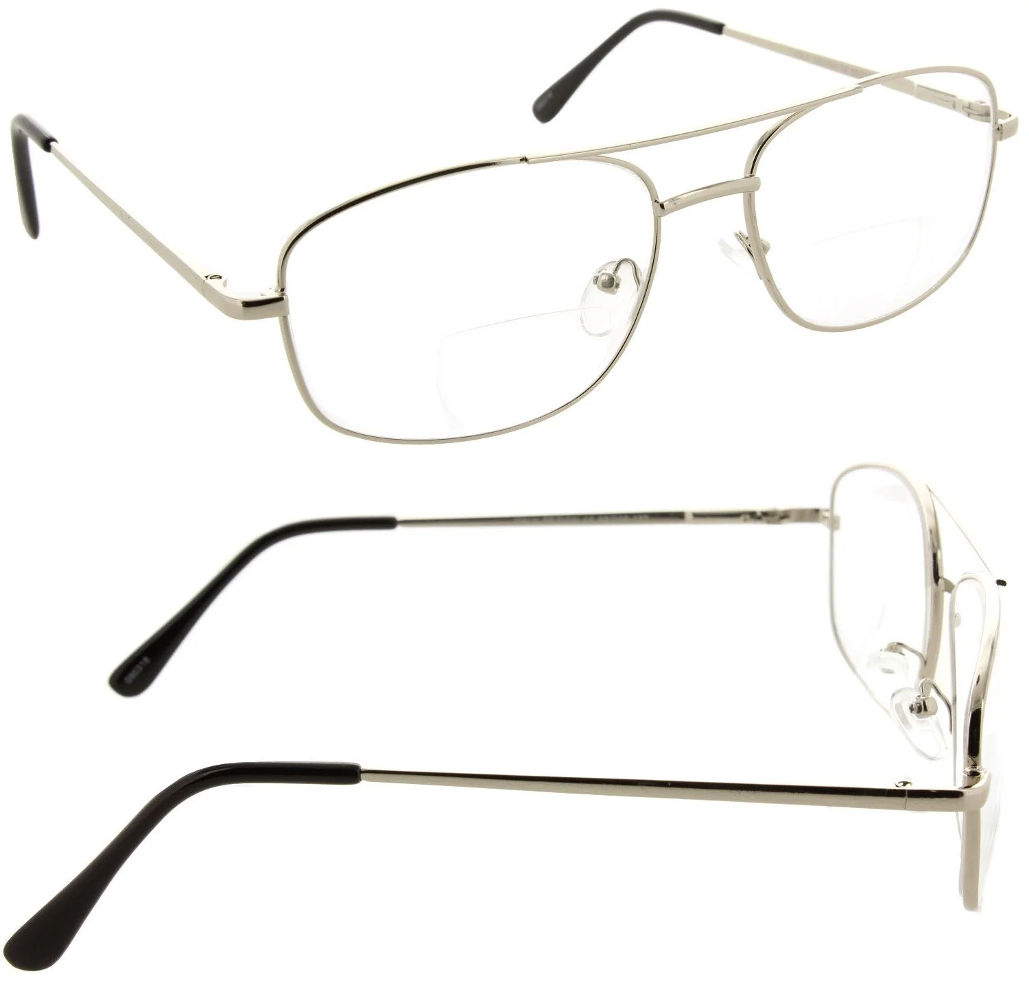Reading Glasses Bifocal Aviator Metal Frame Clear Lens Readers for Men and Women 2