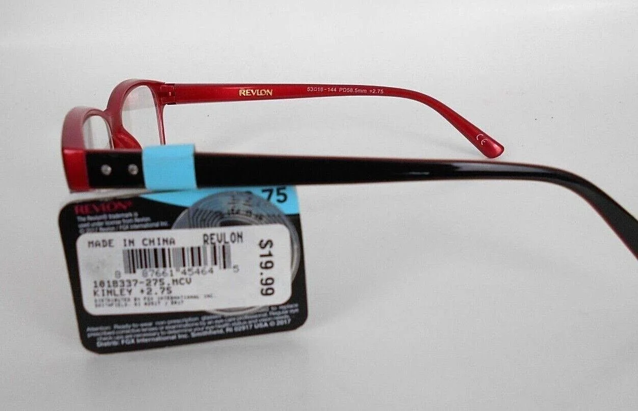 READING GLASSES FASHION EYEGLASSES REVLON KINLEY RED for WOMEN - MSRP $19.99 4