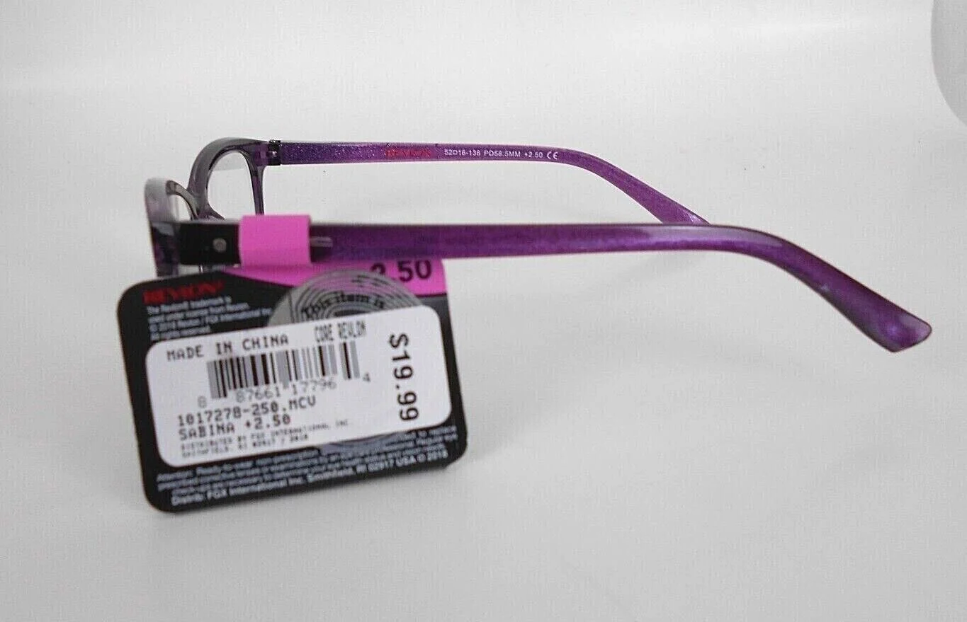 READING GLASSES FASHION EYEGLASSES REVLON SABINA PURPLE for WOMEN - MSRP $19.99 4