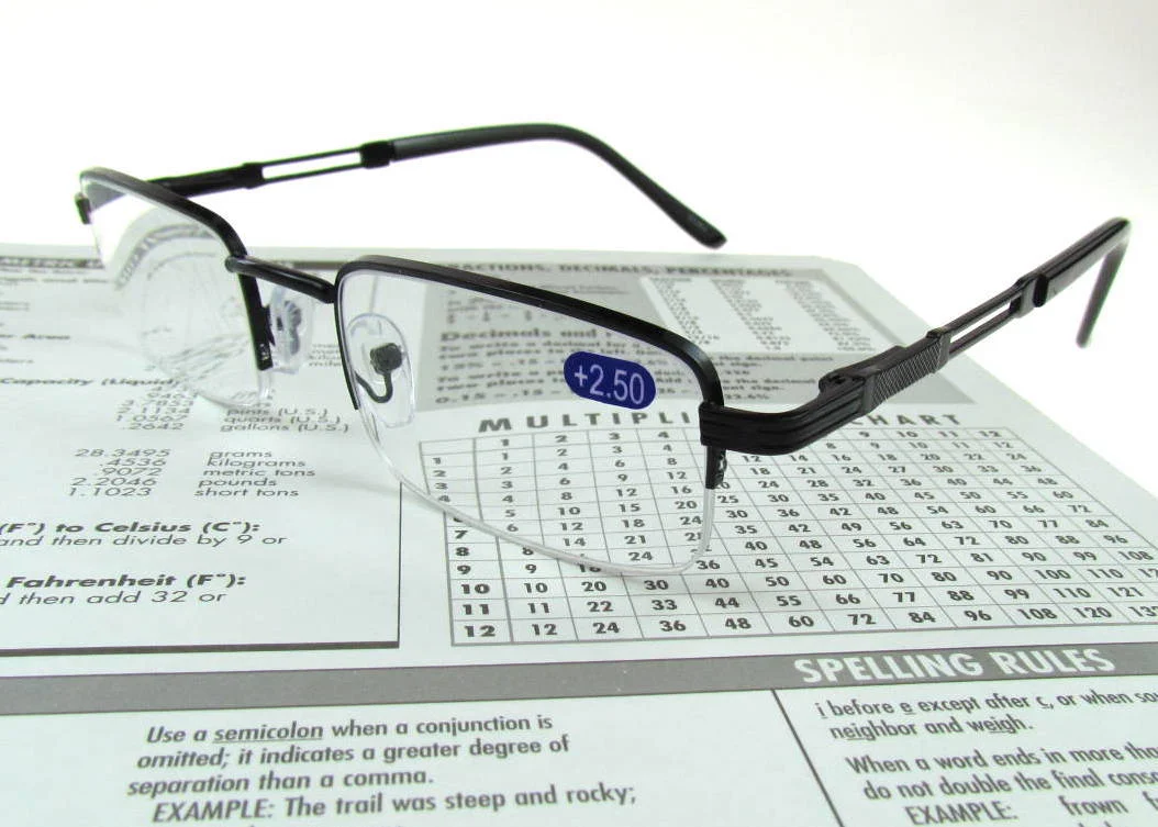 READING GLASSES SEMI RIMLESS Readers Metal Frame SPRING HINGES +1.50 to +3.00