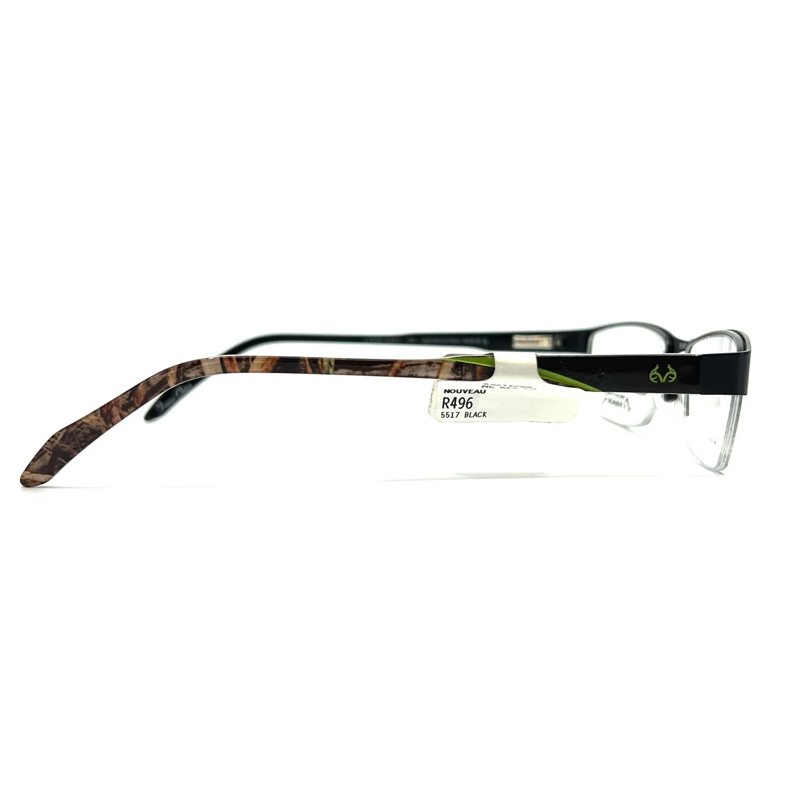 Realtree Eyeglasses Frames R496 BLK Black Square Full Rim 55-17-145 4