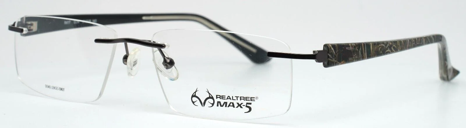 REALTREE MAX 5 R417 GUN Gunmetal Mens Rectangle Rimless Eyeglasses 54-16-143