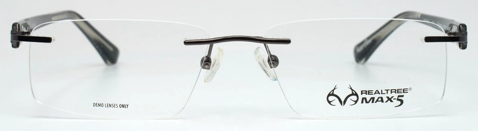 REALTREE MAX 5 R417 GUN Gunmetal Mens Rectangle Rimless Eyeglasses 54-16-143 2