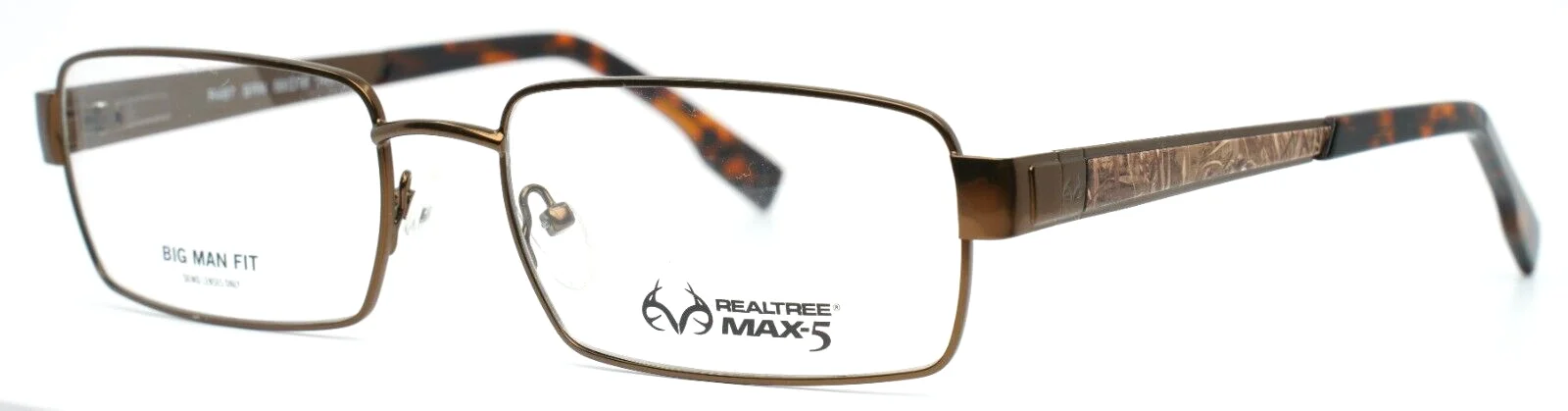 REALTREE MAX 5 R487 BRN Brown Mens Rectangle Full Rim Eyeglasses 58-18-145 B:34