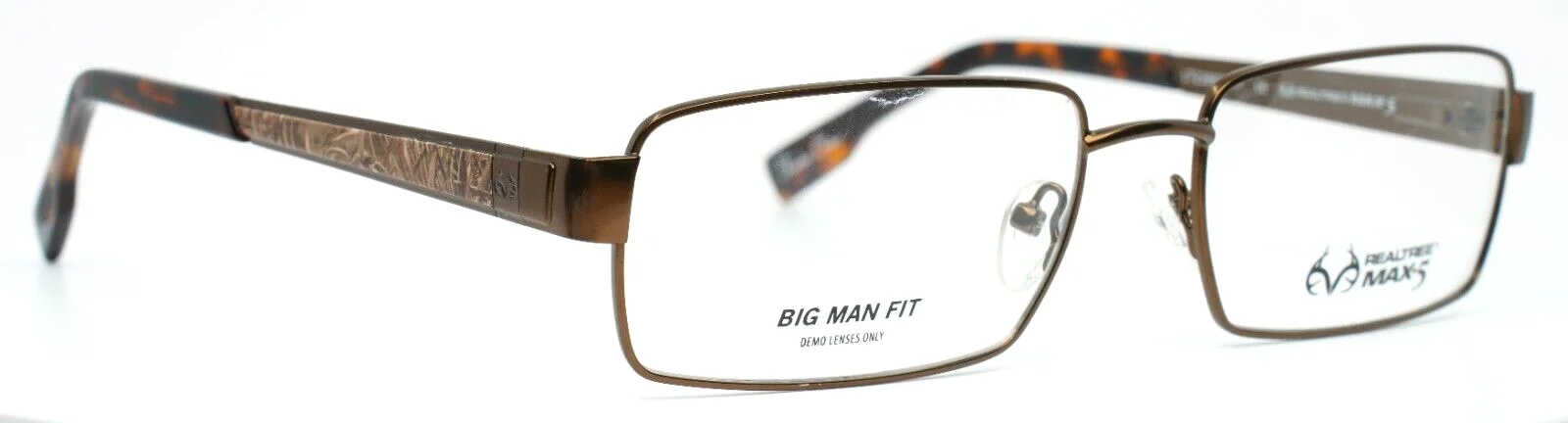 REALTREE MAX 5 R487 BRN Brown Mens Rectangle Full Rim Eyeglasses 58-18-145 B:34 3