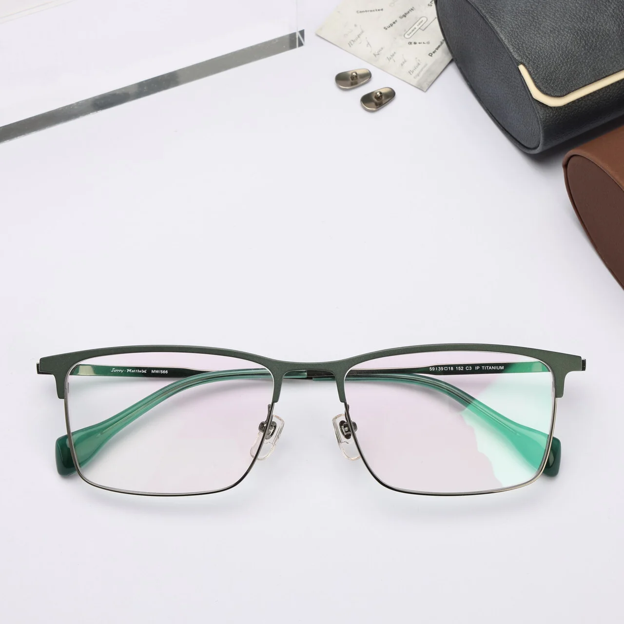 Rectangle Glasses Dual Tone Light Titanium Eyeglass 59mm Frames for Big Face Men