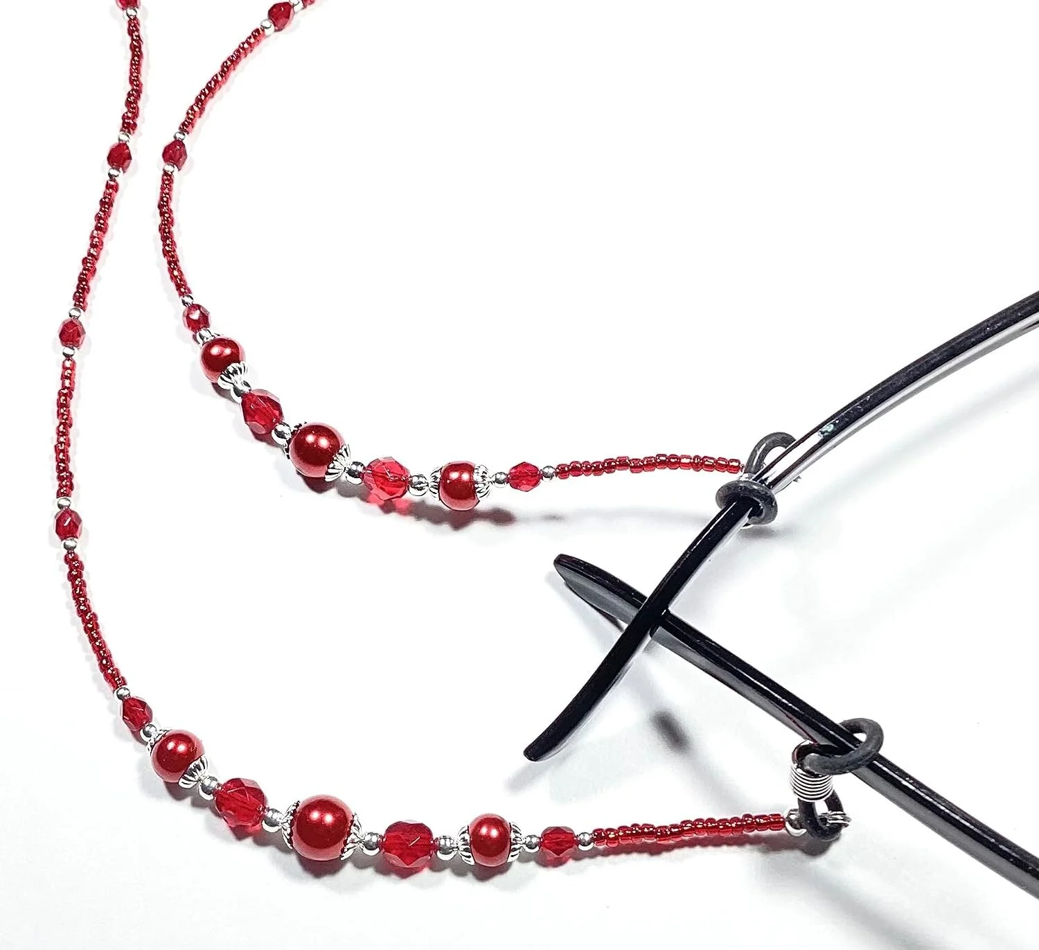 Red Pearl, Eyeglass Chain, Eyeglass Holder Necklace, Sunglass, Handmade 2