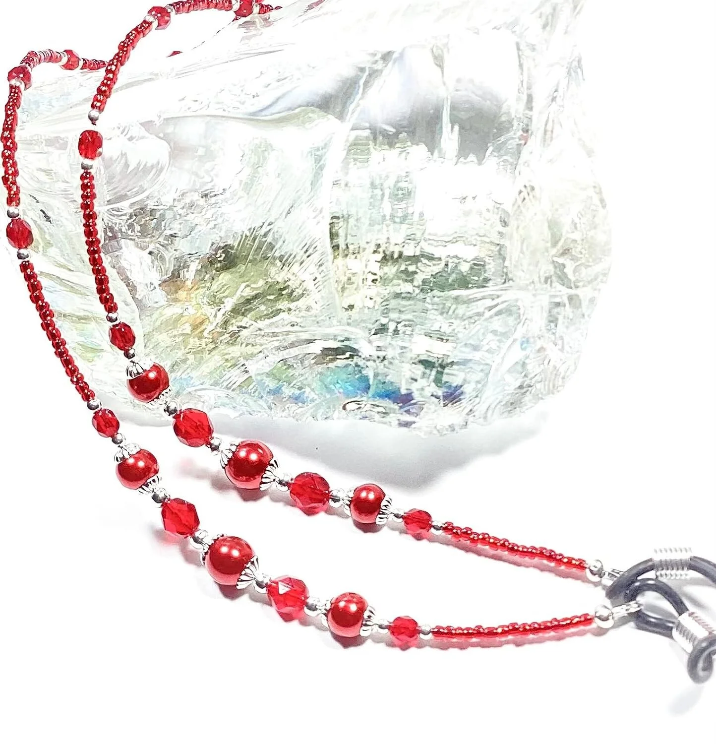 Red Pearl, Eyeglass Chain, Eyeglass Holder Necklace, Sunglass, Handmade 3