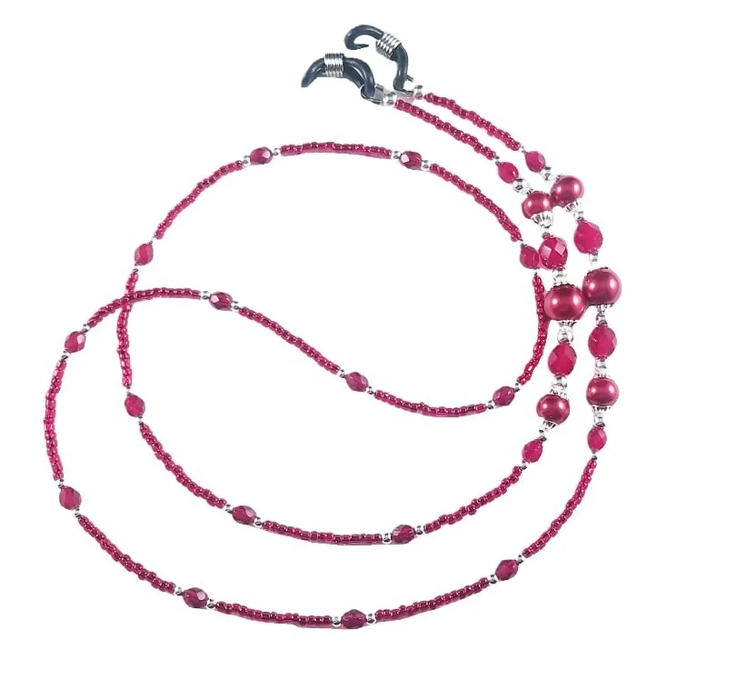 Red Pearl, Eyeglass Chain, Eyeglass Holder Necklace, Sunglass, Handmade 4