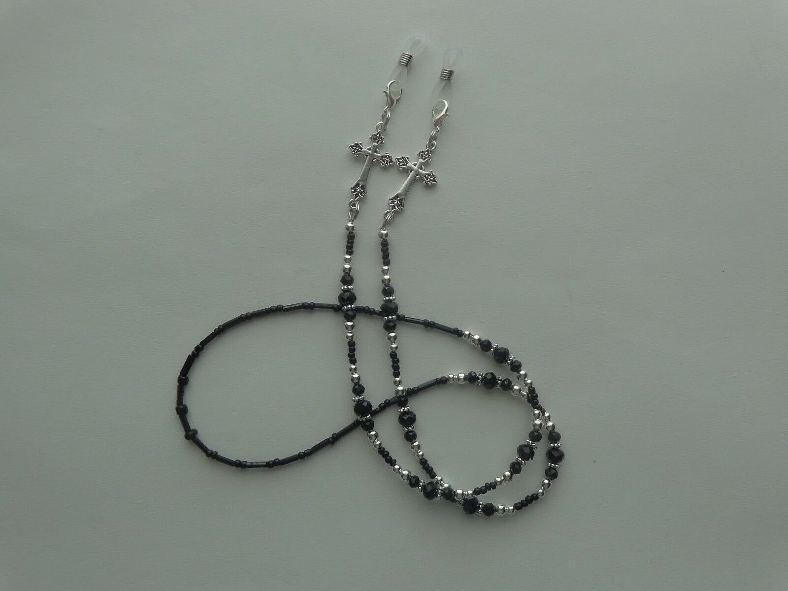 RELIGIOUS CROSS CRYSTAL BEADS EYEGLASSES HOLDER CHAIN NECKLACE LOBSTER CLASPS 4