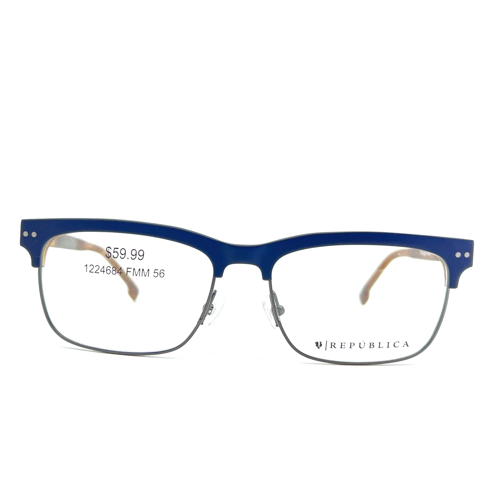 Republica Pittsburgh NV FMM 56 Eyeglasses Blue Rectangle Frames 56-17 145 mm