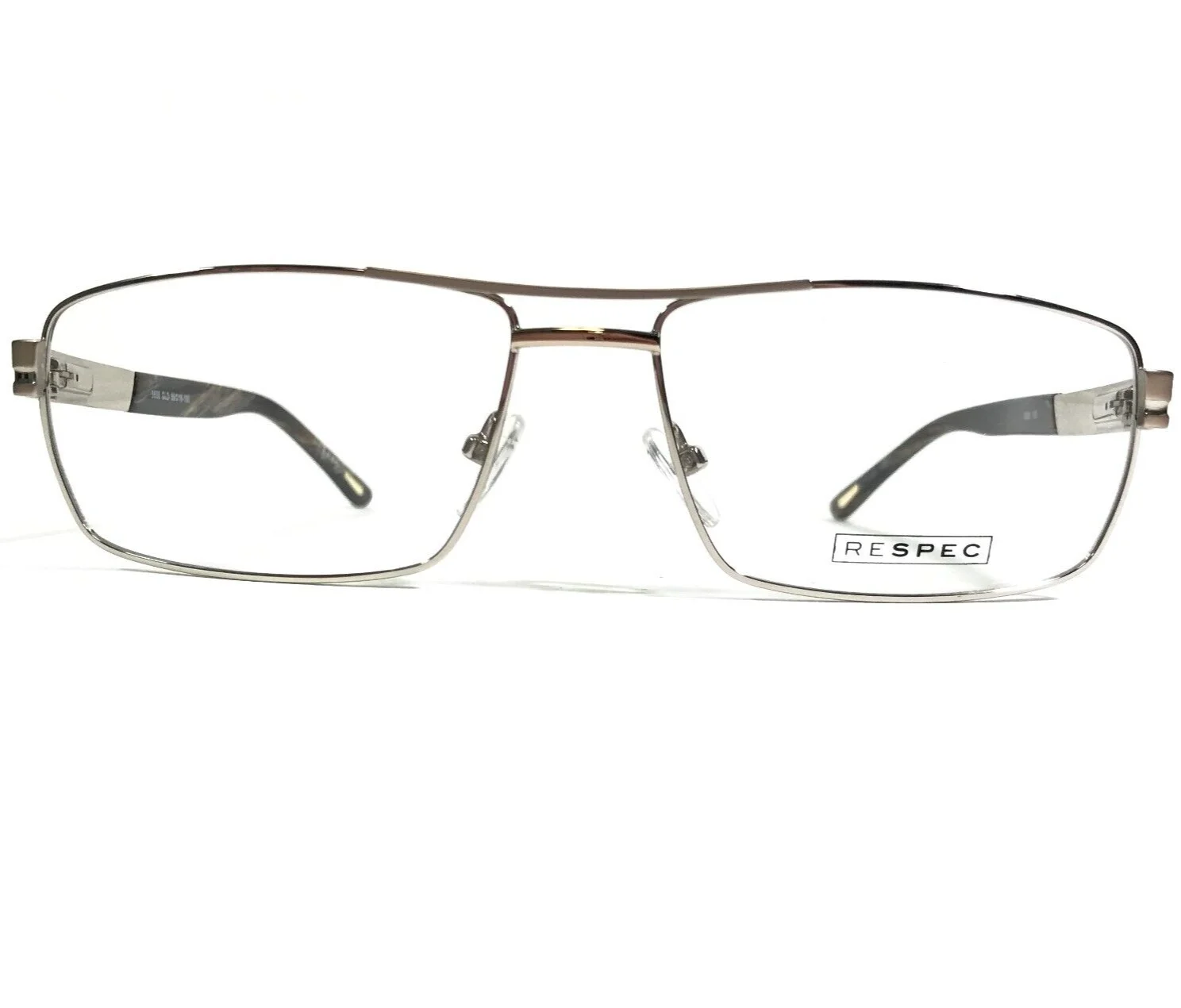 Respec Eyeglasses Frames 5688 GLD Brown Silver Rectangular Full Rim 59-16-150 1