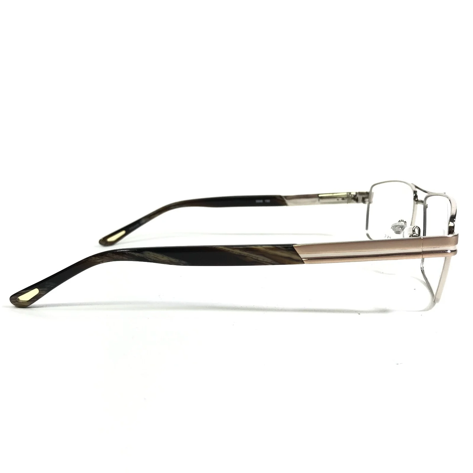 Respec Eyeglasses Frames 5688 GLD Brown Silver Rectangular Full Rim 59-16-150 3