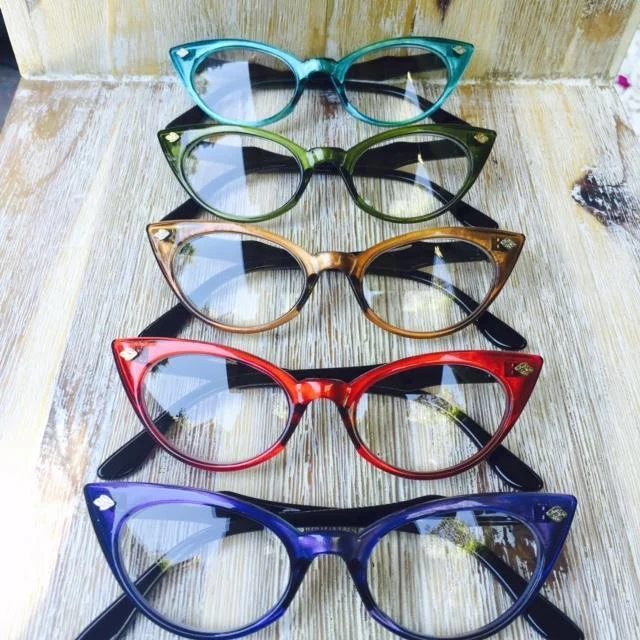 Retro BEATRICE Cat Eye Rockabilly Frames Clear Designer Fashion Demi Eyeglasses 2