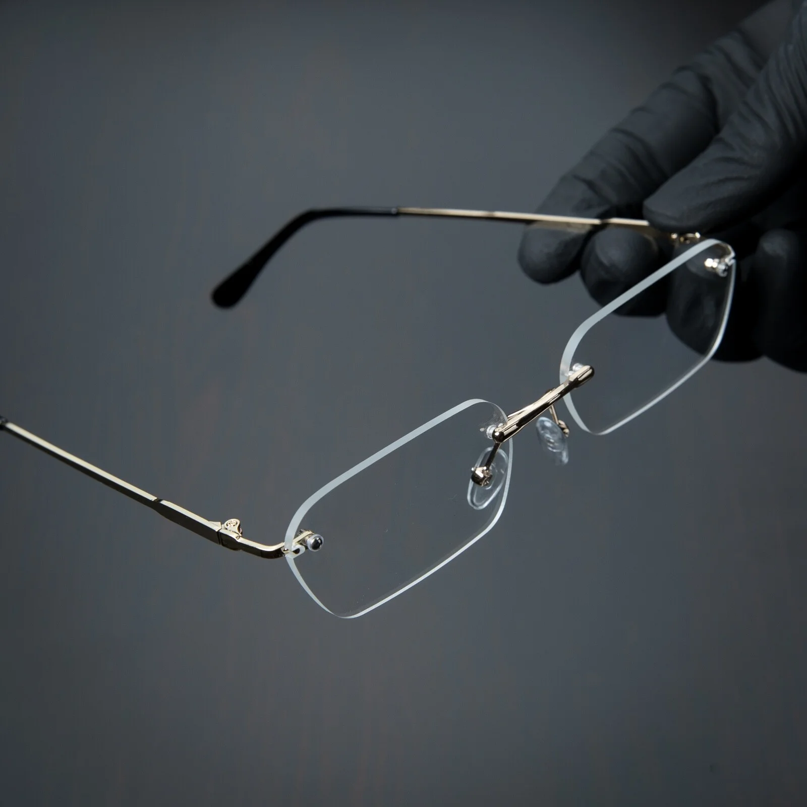 Retro Men’s Fashion Rimless Clear Lens Buffs Gold Luxury Vintage Glasses