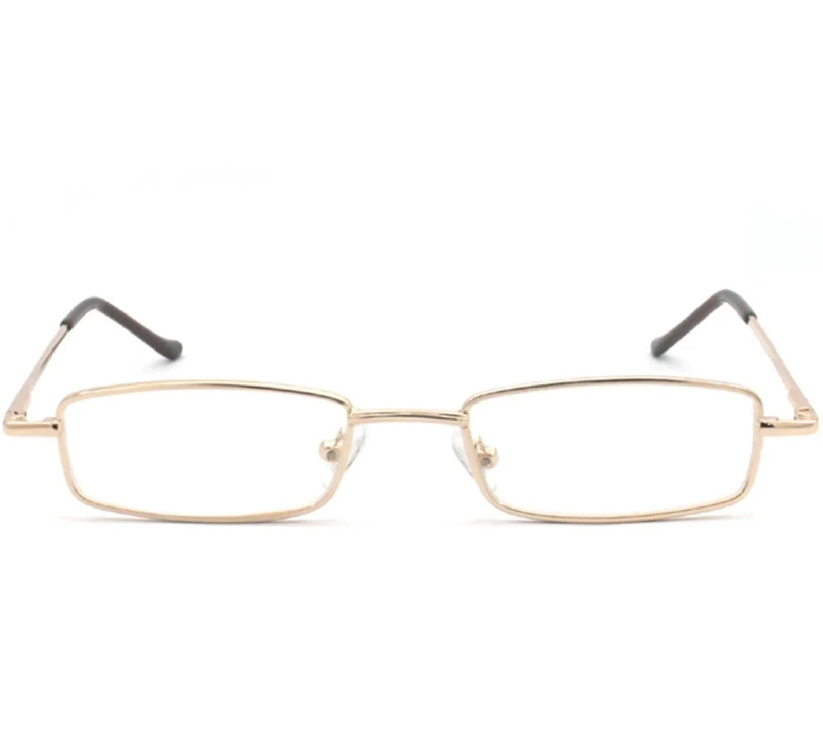 Retro SANTA RECTANGULAR GLASSES Gold Wire Frame Adult Cosplay Novelty-CLEAR LENS 2