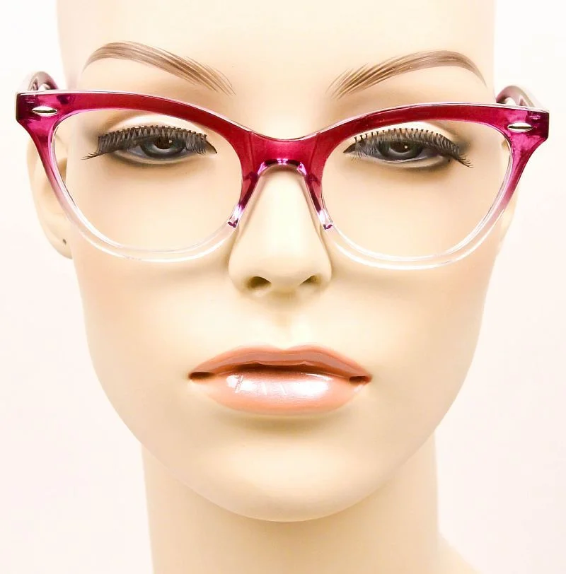 Retro Slim OMBRE Gradient CAT EYE Clear Lens Women WaYfe Eyeglasses Frames 1404 4