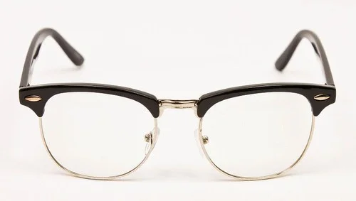 Retro Square Half Metal Aviator Clear Lens Mens Hipster Eyeglasses Frames 8457 L 2